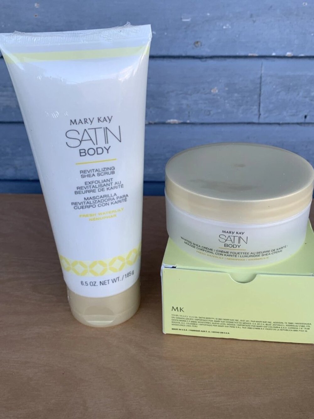 MARY KAY SATIN BODY WHIPPED SHEA CREME & REVITALIZING SHEA SCRUB Fresh Waterlily